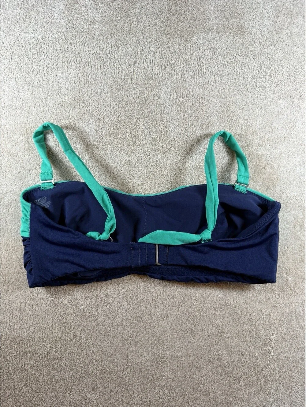 Athleta Size M Colorblock Bikini Swim Top Teal Navy Adjustable Straps
